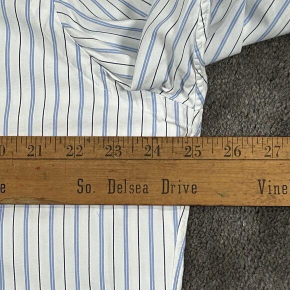 Ralph Lauren Men's XL White W/ Blue Stripes Button Down Long Sleeve Cotton Shirt - Picture 8 of 14
